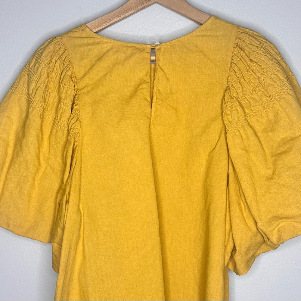 THE GREAT. Golden Smocked Butterfly Linen- Cotton Top Size Medium - Picture 4 of 15